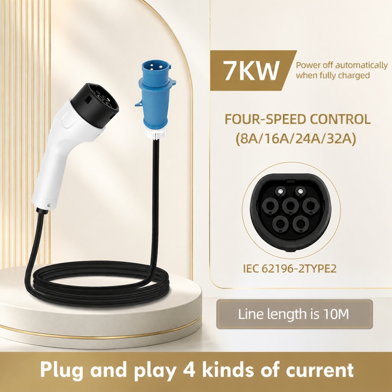 Portable Ev Charger 32A Type 2 Cee Plug - ROMADA 7KW 32A Tragbares Ladegerät für