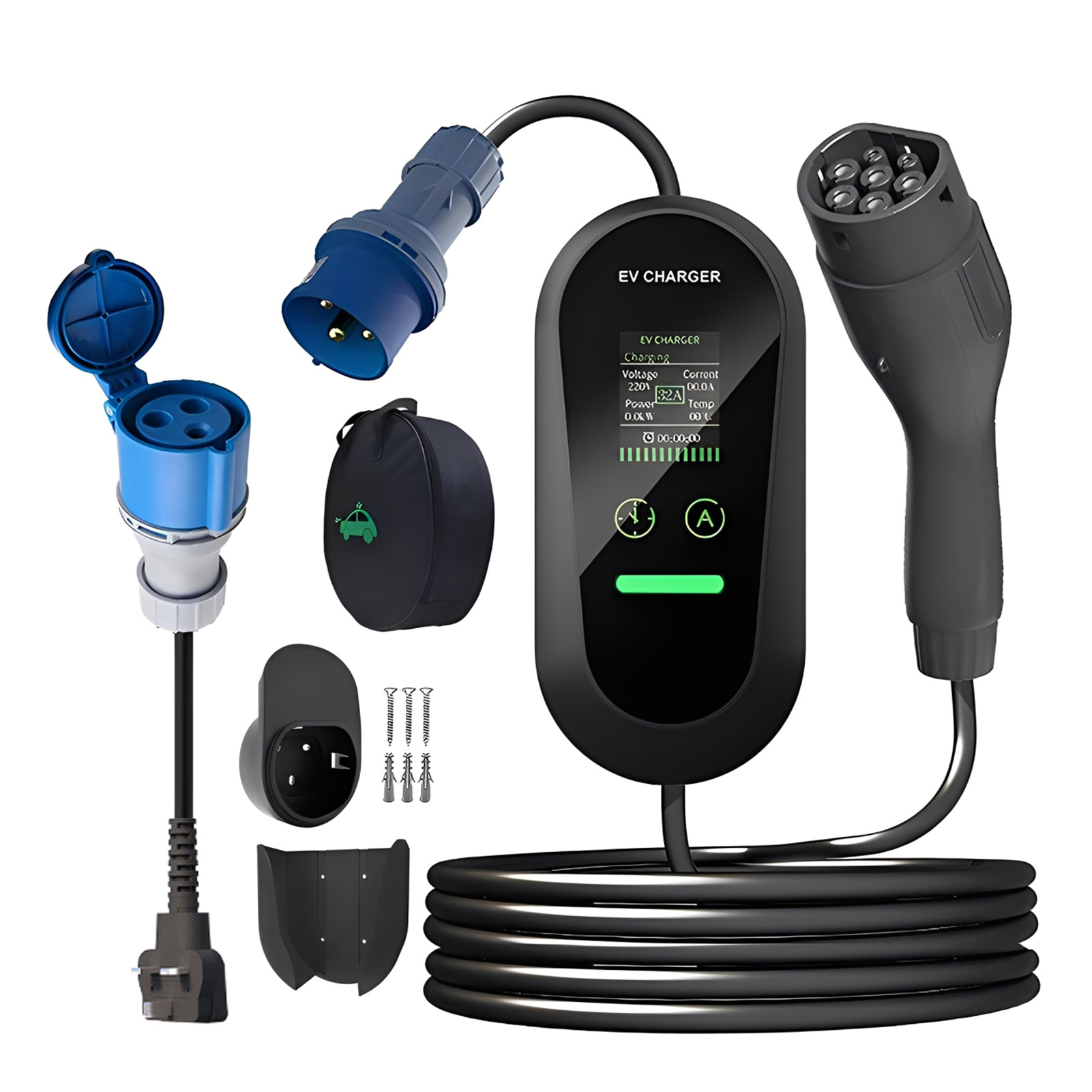 Portable Ev Charger 32A Type 2 Cee Plug - Typ2 Tragbares EV-Ladegerät 7KW 32A 5M