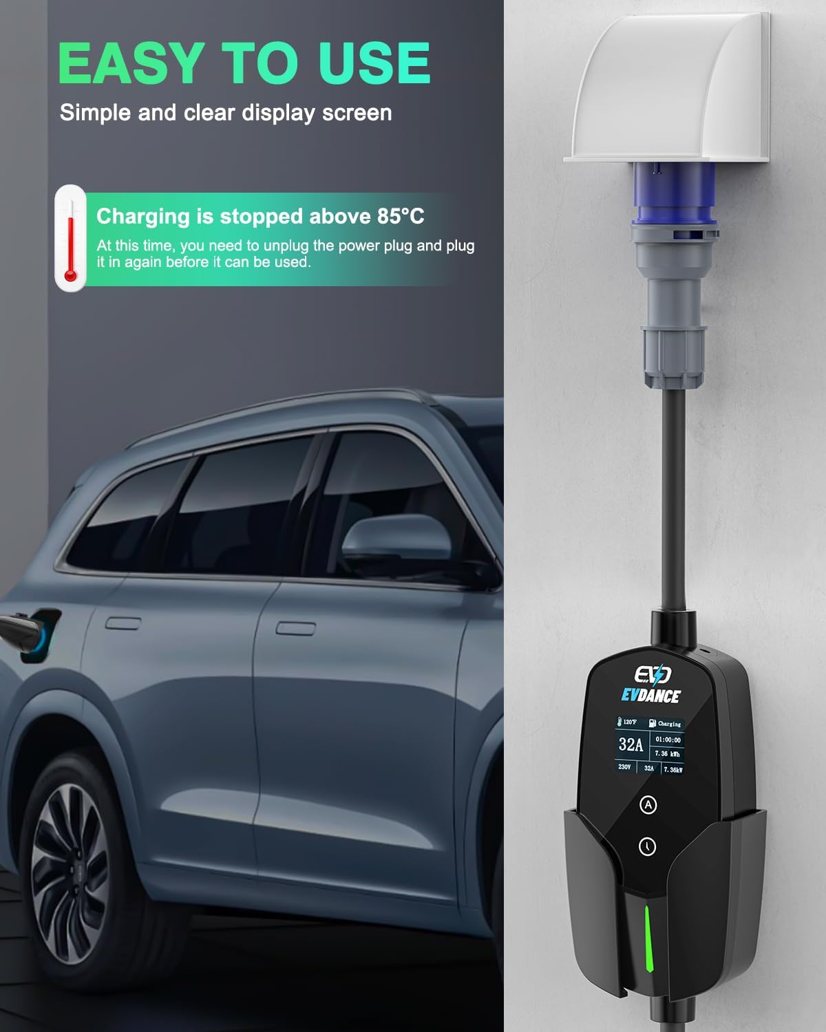 Evdance 32a Typ 2 ev Ladegerät – Portable Ev Charger 32A Type 2 Cee Plug Bewertung und Preis