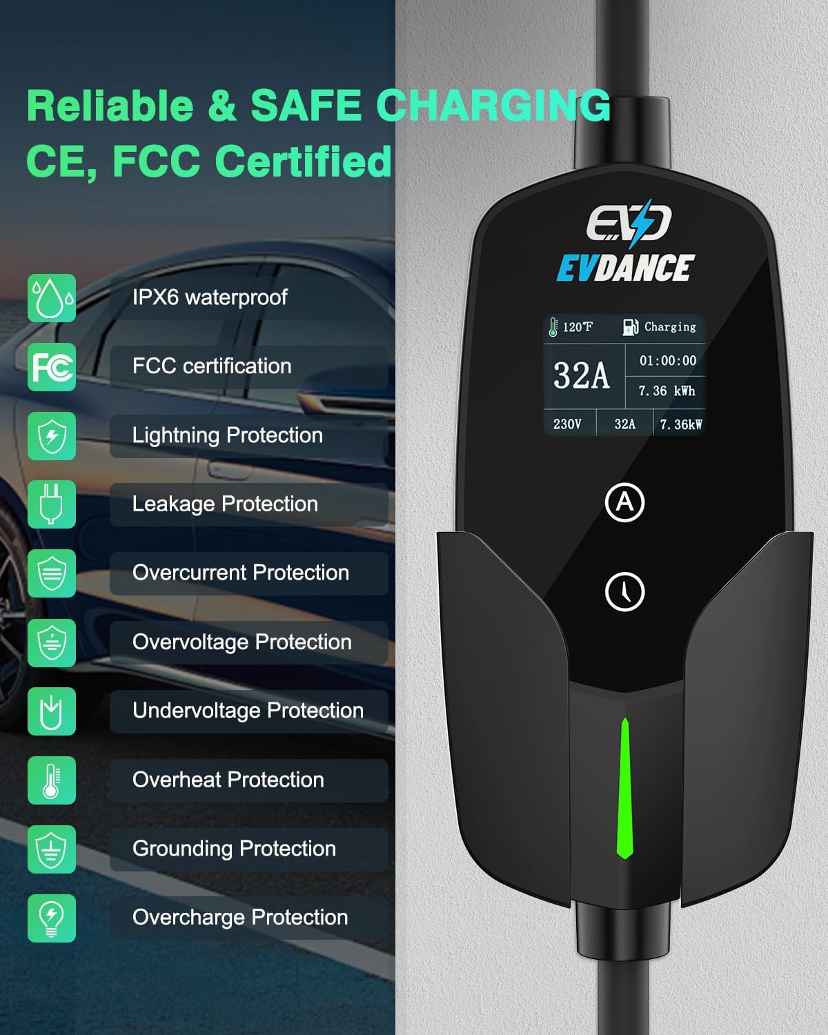 Evdance 32a Typ 2 ev Ladegerät – Portable Ev Charger 32A Type 2 Cee Plug Bewertung und Preis