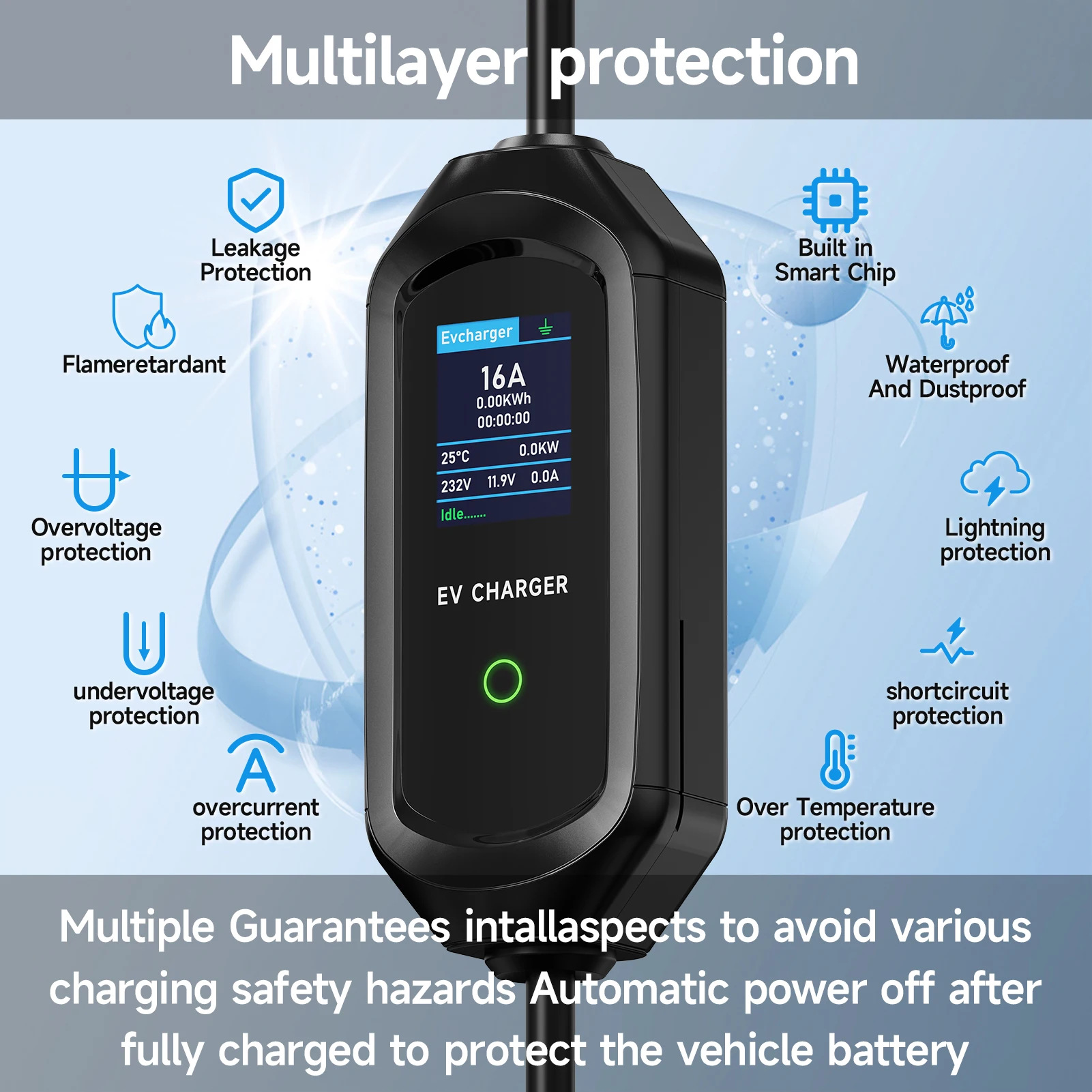 Roiea 11kW/22KW Typ2 16A/32A T – Portable Ev Charger 32A Type 2 Cee Plug Bewertung und Preis